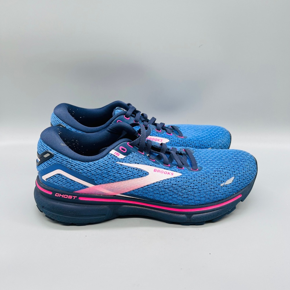 Brooks Running Shoes Womens 10 Blue Pink Athletic Sneakers Ghost 15